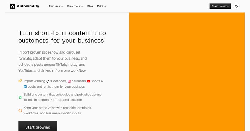 Autovirality social media automation showing viral format library and publishing calendar