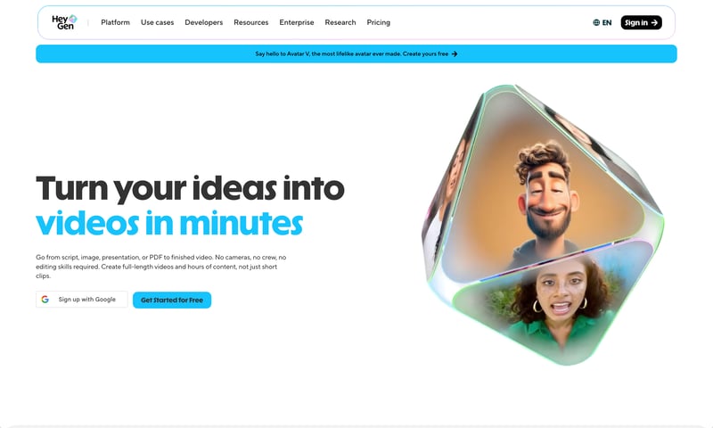 HeyGen AI video generator interface