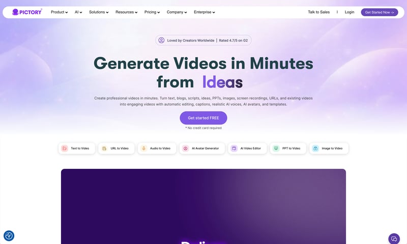 Pictory blog-to-video repurposing interface