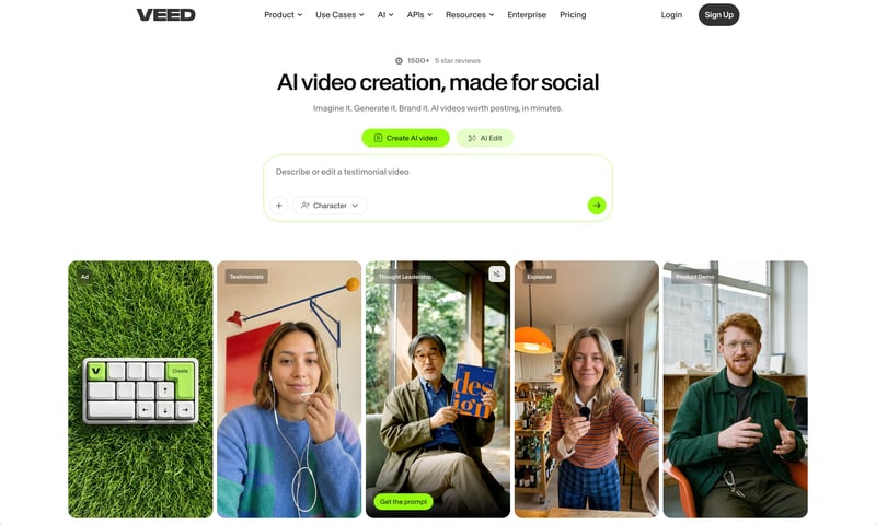 Veed.io browser-based video editor with AI tools