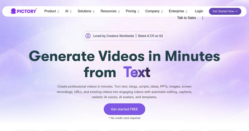 Pictory turning a blog post into a social video clip automatically